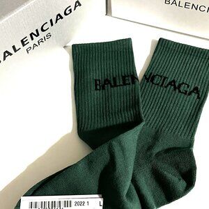 Balenciaga Socks | Green Logo Crew Socks | Unisex | From Japan